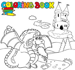 Image showing Coloring book with big dragon 1