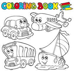 Image showing Coloring book with various vehicles