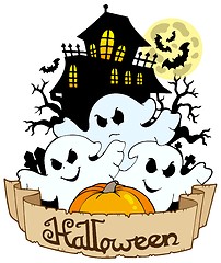 Image showing Halloween banner with three ghosts