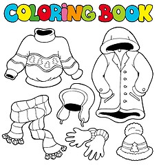 Image showing Coloring book with winter clothes