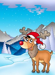 Image showing Christmas theme with cute reindeer