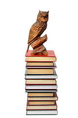 Image showing Wooden Owl and Books