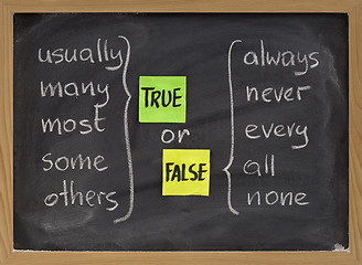 Image showing true or false words