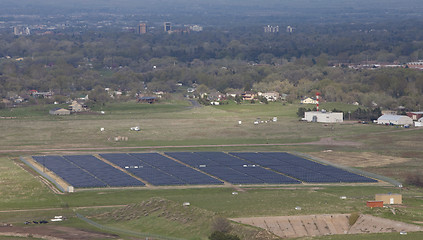 Image showing solar energy farm aerial view