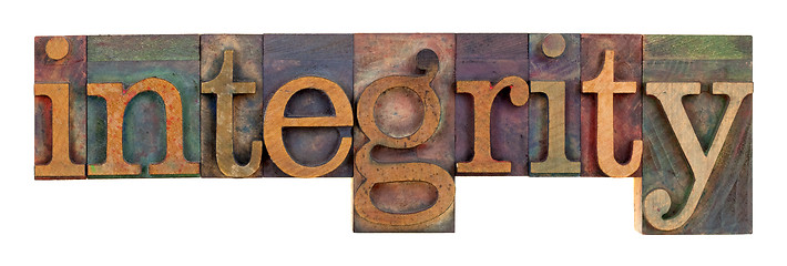 Image showing integrity - vintage wood letterpress type