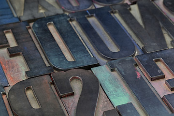 Image showing vintage wood letterpress type blocks 