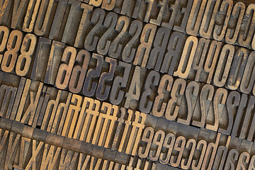 Image showing vintage wooden letterpress types background