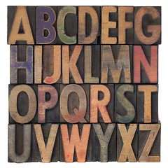 Image showing alphabet in vintage wooden letterpress type