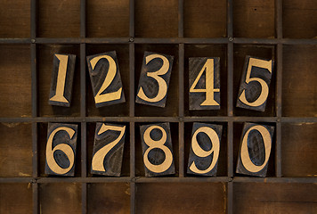 Image showing wood numbers - vintage letterpress type