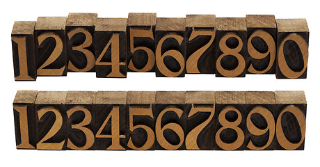 Image showing wood numbers - vintage letterpress blocks