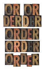 Image showing order word in vintage wood type