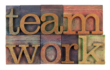 Image showing teamwork in vintage letterpress type