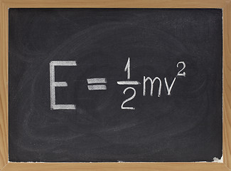 Image showing kinetic energy equation on blackboard