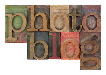 Image showing photoblog in letterpress wooden type
