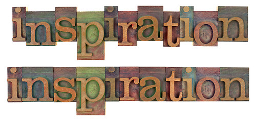 Image showing inspiration word in wooden letterpress type