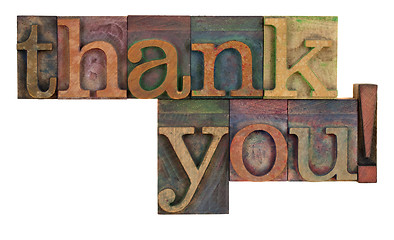 Image showing thank you in letterpress type