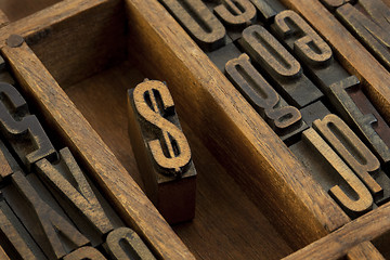 Image showing dollar - vintage letterpress wooden type