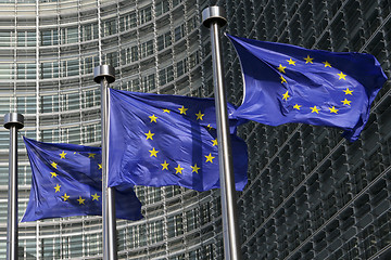 Image showing European flags in Brussels