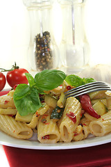 Image showing Tortiglione with fiery chili and zucchini