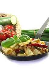 Image showing Tortiglione with fiery chili and zucchini