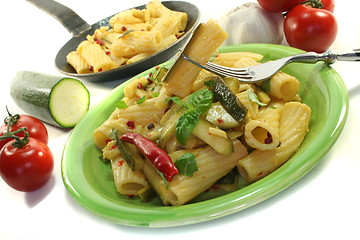 Image showing Tortiglione with fiery chili and zucchini