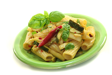 Image showing Tortiglione with fiery chili and zucchini