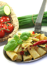 Image showing Tortiglione with fiery chili and zucchini