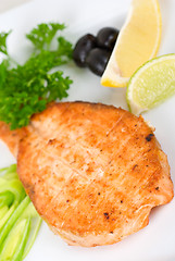 Image showing Grilled salmon steak