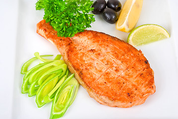 Image showing Grilled salmon steak