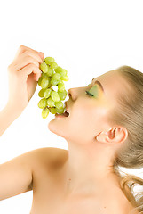 Image showing woman with grape