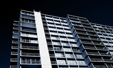 Image showing highrise condominium tower with balconies