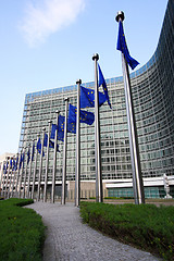 Image showing European flags in Brussels