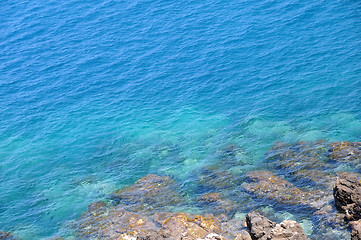 Image showing Rocks and Blue Sea