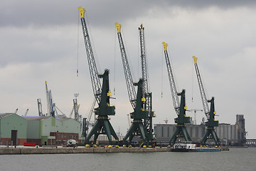 Image showing Cranes in Antwerp, Belgium, the second largest port in Europe.