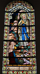 Image showing Stained glass window in the Cathedral of Luxembourg depicting th