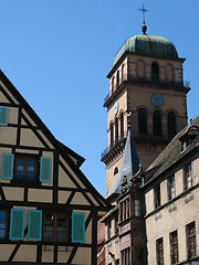 Image showing Church of Kaysersberg (Église Sainte Croix) in Alsace region, Fr