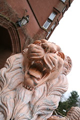 Image showing lion statue at castle entrance