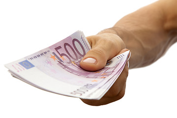 Image showing Euro banknotes in the men's hand