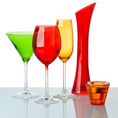 Image showing Some glasses on white background. Clipping mask