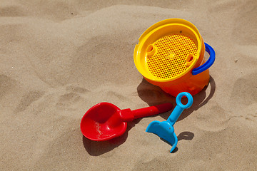 Image showing Plastic toys for beach