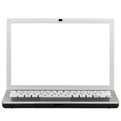 Image showing Laptop in front isolated with clipping path over white backgroun