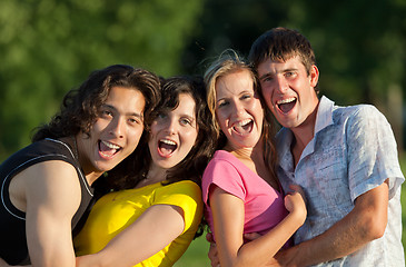 Image showing A group of young people having fun in the park