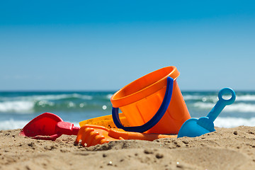 Image showing Plastic toys for beach