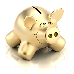 Image showing Golden piggy bank