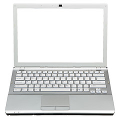 Image showing Laptop in front isolated with clipping path over white backgroun