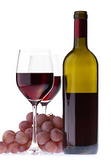 Image showing Two glasses with dark red wine