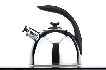 Image showing Chrome teapot on a white background