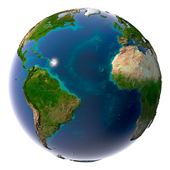 Image showing Realistic Planet Earth with natural water