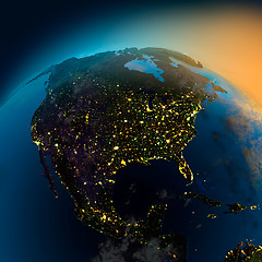 Image showing Night view of North America from the satellite