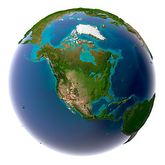 Image showing Realistic Planet Earth with natural water